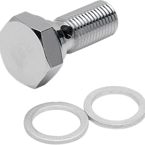 DS 7/16"-24 Banjo Bolt with 3/8" Step Down Chrome