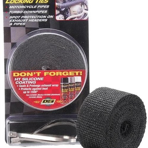 Dei Exhaust Wrap & Tie Kit 2" x 25' Black