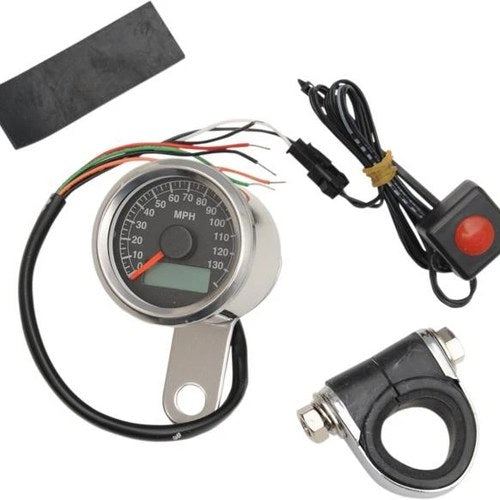DS Programmable Mini Electronic Speedometer 1.87" Pol w/Black Face