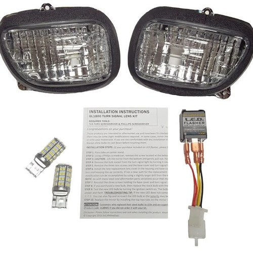 Pathfinder Dual LED Switchback Front Turn Signal Kit Clear for Honda Goldwing