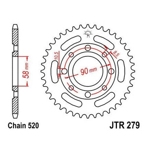 JT Steel Rear Sprocket 520 33T Honda CB250 1991-1997/1999-2003/2005-2008