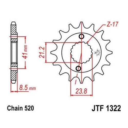 JT Front Sprocket 520 15T #JTF1322.15 Honda XR400R 1996-2004