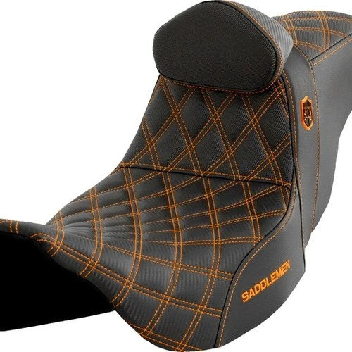 Saddlemen Sdc Performance Gripper Seat With Backrest Orange Stitch #284861