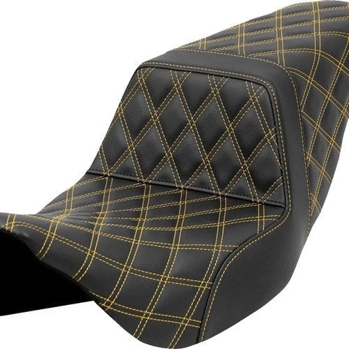 Saddlemen Step-Up LS Seat Gold Stitch Black #284744 Harley Davidson