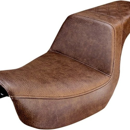 Saddlemen Step-Up LS Seat R. Lattice Stitch Brown #283648 Harley Davidson Dyna