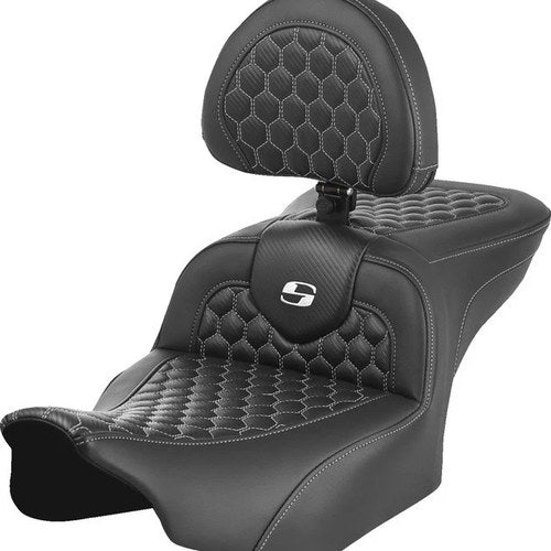 Saddlemen RoadSofa HC Ext. Reach Seat With Backrest White Stitch #284998