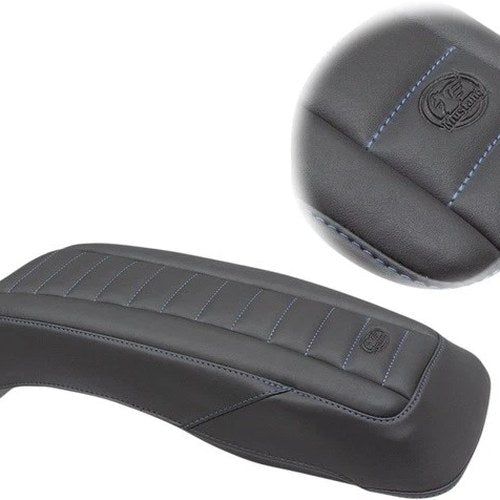 Mustang Saddlebag Lid Covers Deluxe Blue Stitch #77640SB Harley Davidson