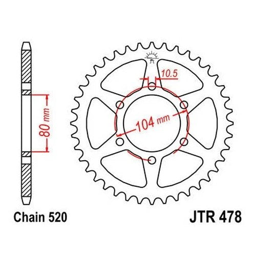 JT Steel Rear Sprocket 520 45T #JTR478.45 for Kawasaki ER-6n/Ninja 650R 2009