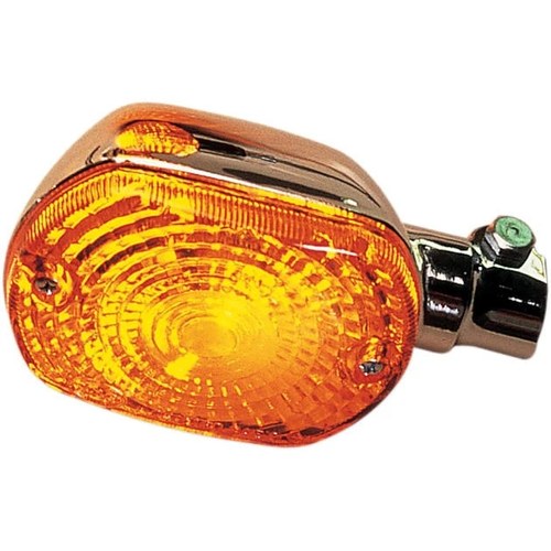 K&S DOT Turn Signal Assembly Dual Filament Front Chrome Amber #25-2165