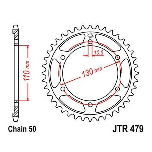 JT Steel Rear Sprocket 530 46T fits Yamaha FZS600 FZ6 2004-2009