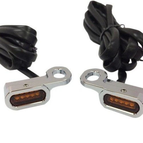 Drag Specialties LED Handlebar Marker Lights Chrome with Amber Lens #187077