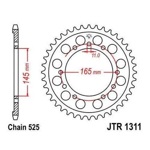 JT Steel Rear Sprocket 525 44T fits Honda NT650 Hawk GT 1988-1991