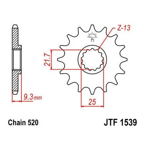 JT Front Sprocket 520 14T for Kawasaki Ninja 250R/Ninja 300/Ninja 300 ABS