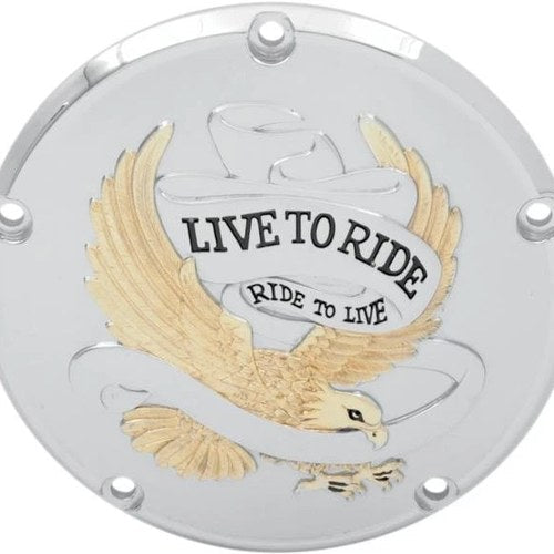 DS Live To Ride Derby Cover w/ Gold Eagle Harley Davidson 142655