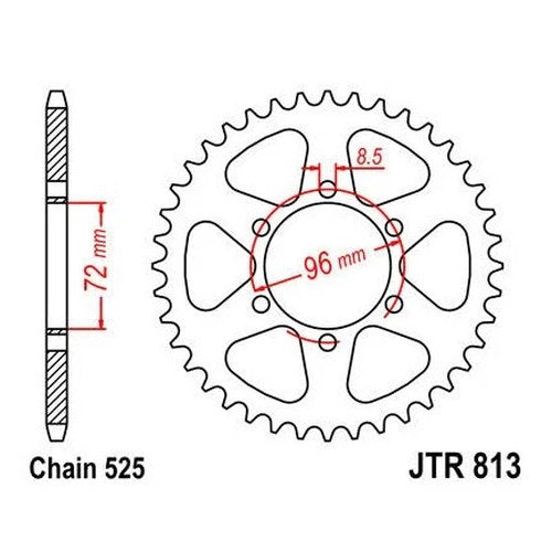 JT Steel Rear Sprocket 525 40T #JTR813.40 fits Suzuki Apache/Savage/TM-400/DS250