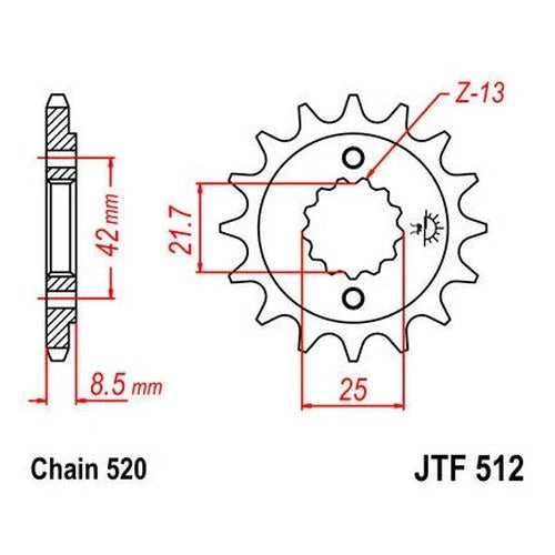 JT Front Sprocket 520 17T #JTF512.17 for Kawasaki ER500X 2000