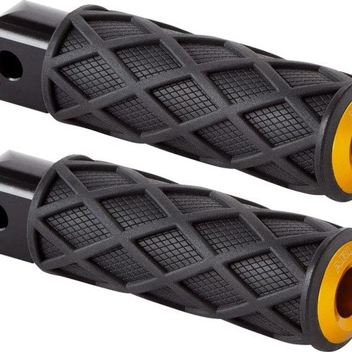 Arlen Ness Knurled Diamond Passenger Footpegs Gold Harley Davidson Softail