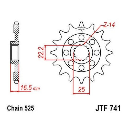 JT Front Sprocket 525 15T #JTF741.15 Ducati
