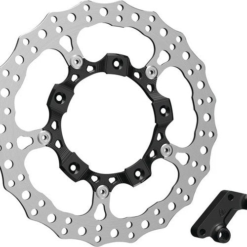 Arlen Ness Big Brake 14" Jagged Floating Brake Rotor Front Left Black #300-000