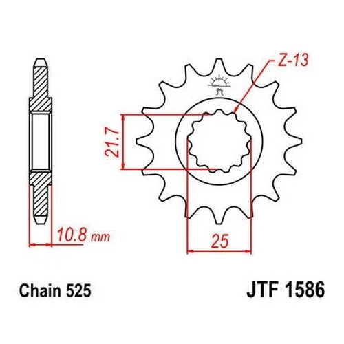 JT Front Sprocket 525 16T fits Yamaha YZF-R6 2006-2016