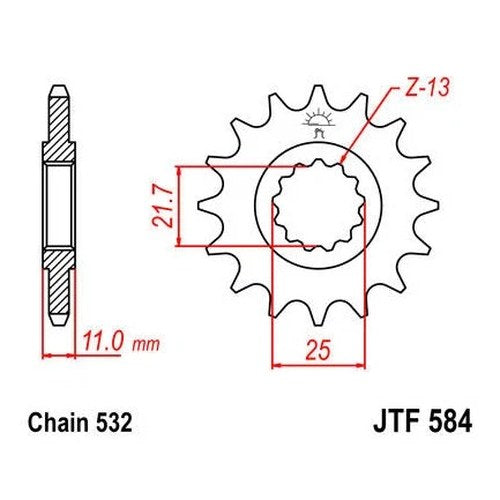 JT Front Sprocket 532 16T for Yamaha YZF-R6/YZF-R6S/YZF-750R/FZR1000/YZF-750SP