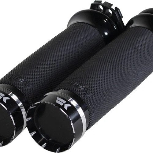Khrome Werks Custom Contour Tracer Tip Grips Black #500200 Harley Davidson