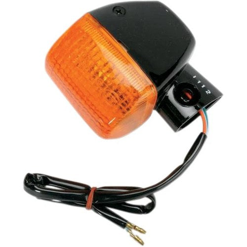K&S DOT Turn Signal Assembly Dual Filament Front Left Black Amber #25-1112
