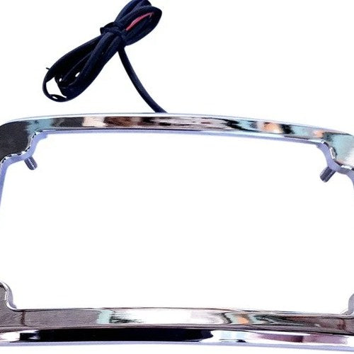 Cycle Visions Curved Lighted License Plate Frame Chrome