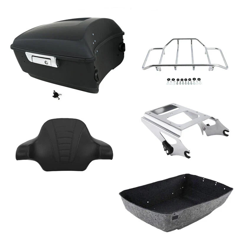 Matte King Trunk Backrest Rack Mount Fit For Harley Road Glide Fltrx 09-13