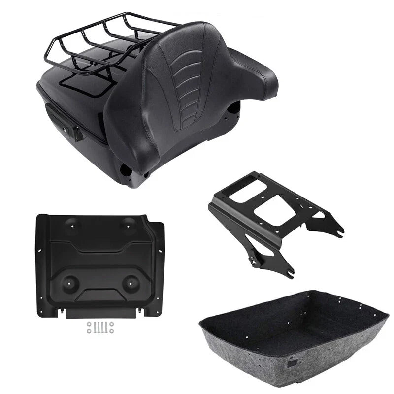 King Trunk Backrest Pad Mount Rack Plate Fit For Harley Street Glide 09-13
