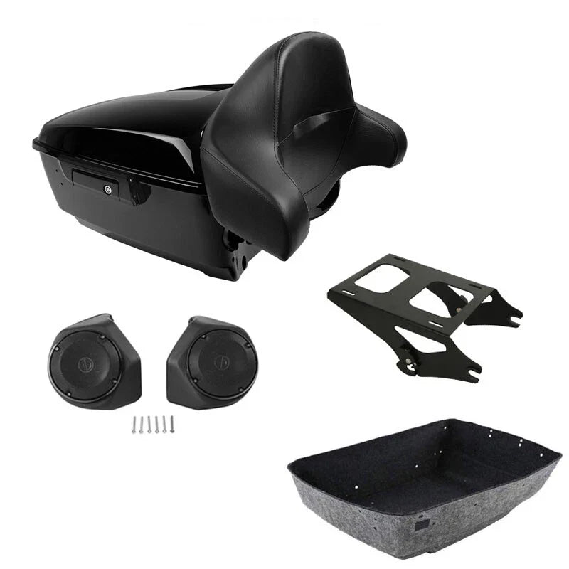 King Trunk Mount Rack Speakers Backrest Fit For Harley Touring models 2014-2026