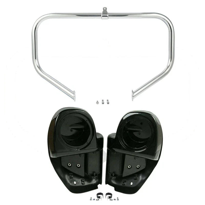 Lower Vented Fairing 6.5" Speaker Pod Crash Bar Fit For Harley Touring 2014-2024