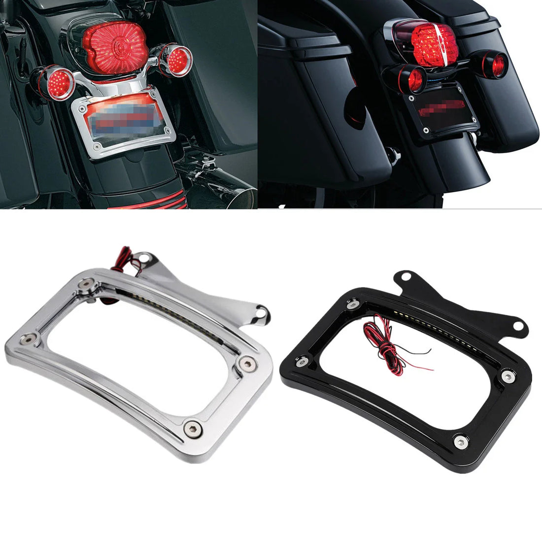 Curved License Plate Frame LED Light Fit For Harley Road King Flhrxs 2017-2025