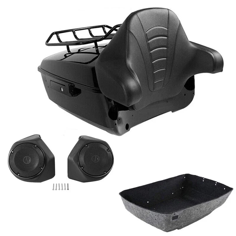 King Trunk Luggage Rack Backrest Speakers Fit For Harley Cvo Road Glide 2014-26