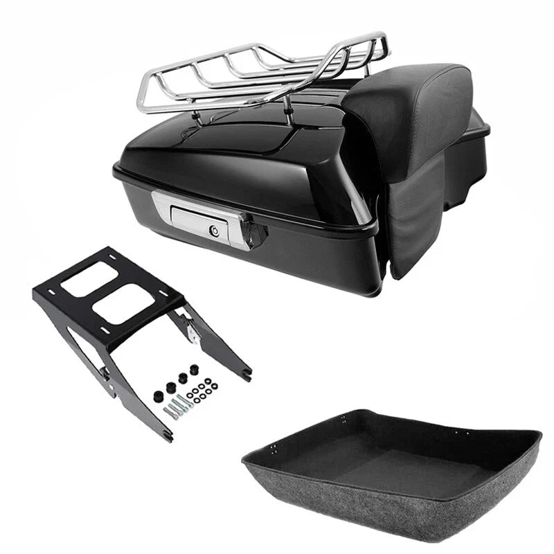 Vivid Black Chopped Trunk Backrest Mount Rack Fit For Sport Glide 2018-2021