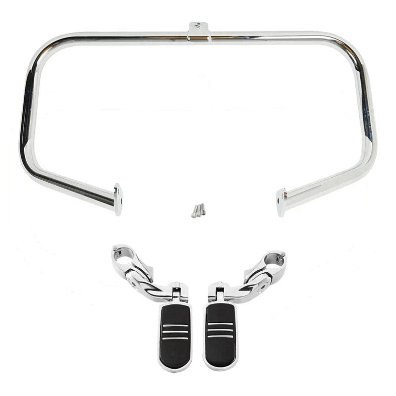 Chrome Engine Guard Highway Crash Bar Footpeg Fit For Harley Road King 1997-2008