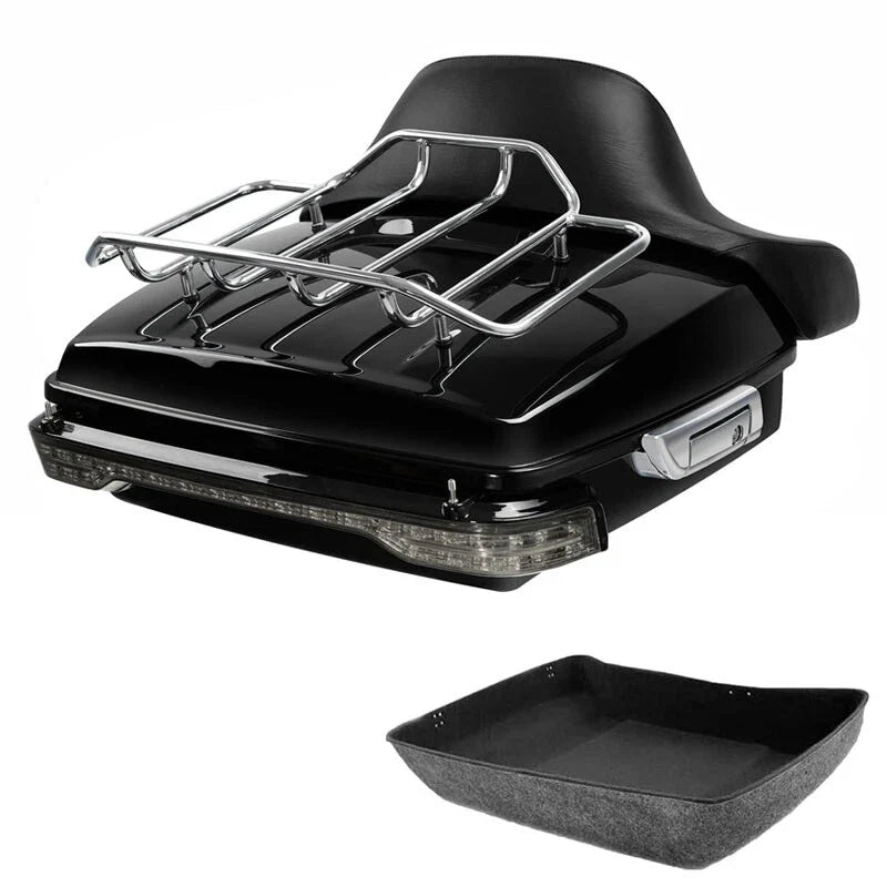 Chopped Trunk Backrest Rack LED Light Fit For Harley Touring Road Glide 14-26 25