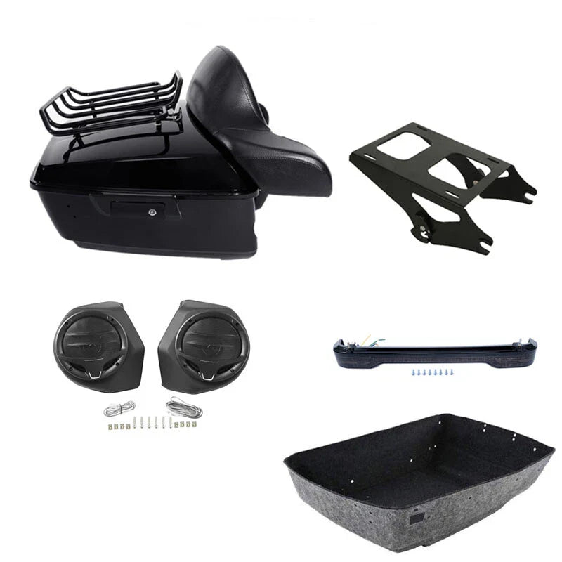 King Trunk Backrest Mount Light Speaker Fit For Harley Electra Road Glide 14-26