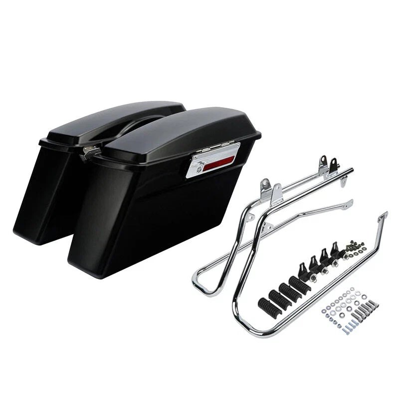 Matte Black Hard Saddlebags w/ Conversion Bracket Fit For Harley Softail 84-2017