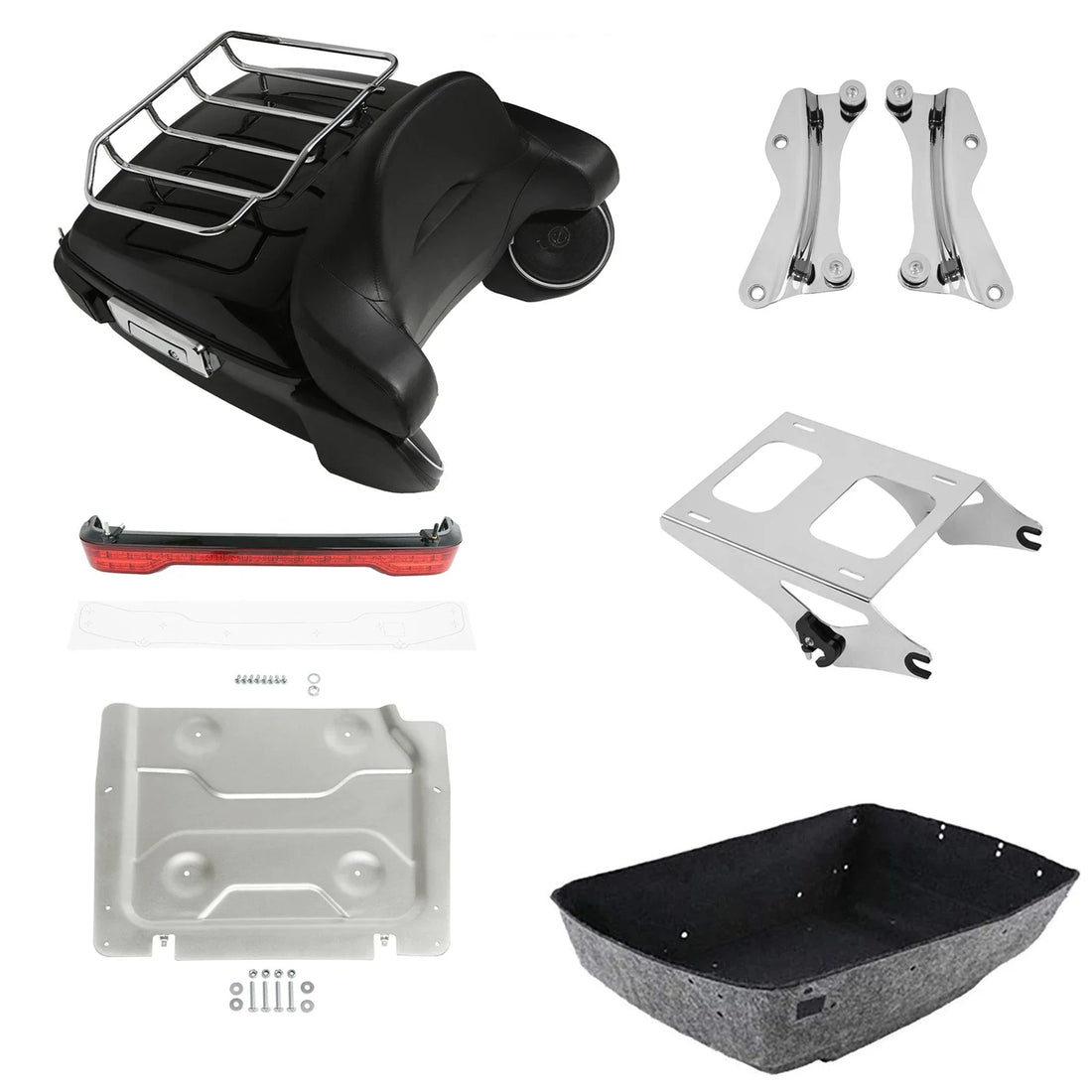 King Trunk Pad Rack Speakers LED Light Mount Plate Fit For Harley Touring 14-26