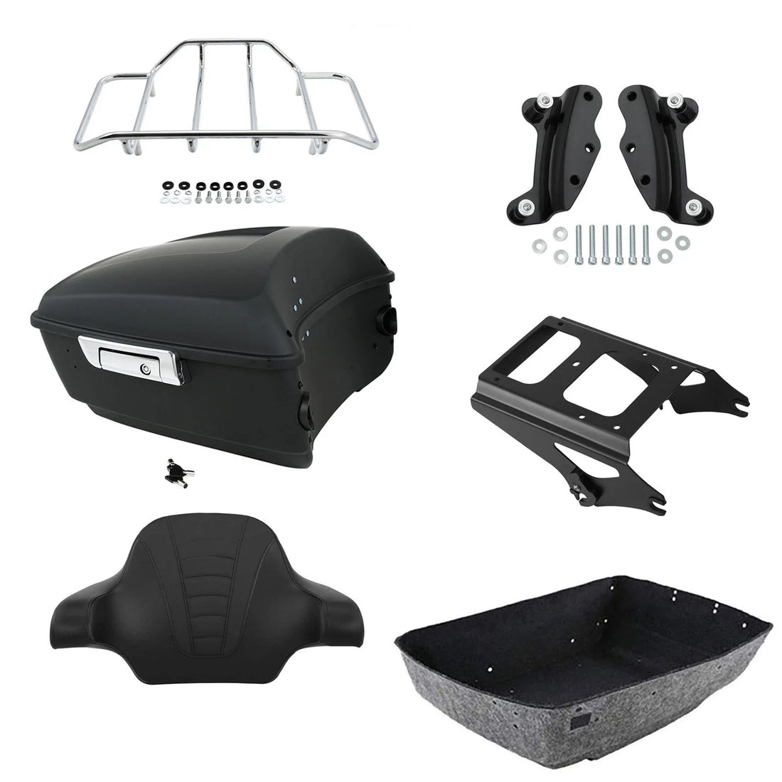 Matte King Trunk Backrest Pad Rack Mount Docking Fit For Harley Touring 09-13