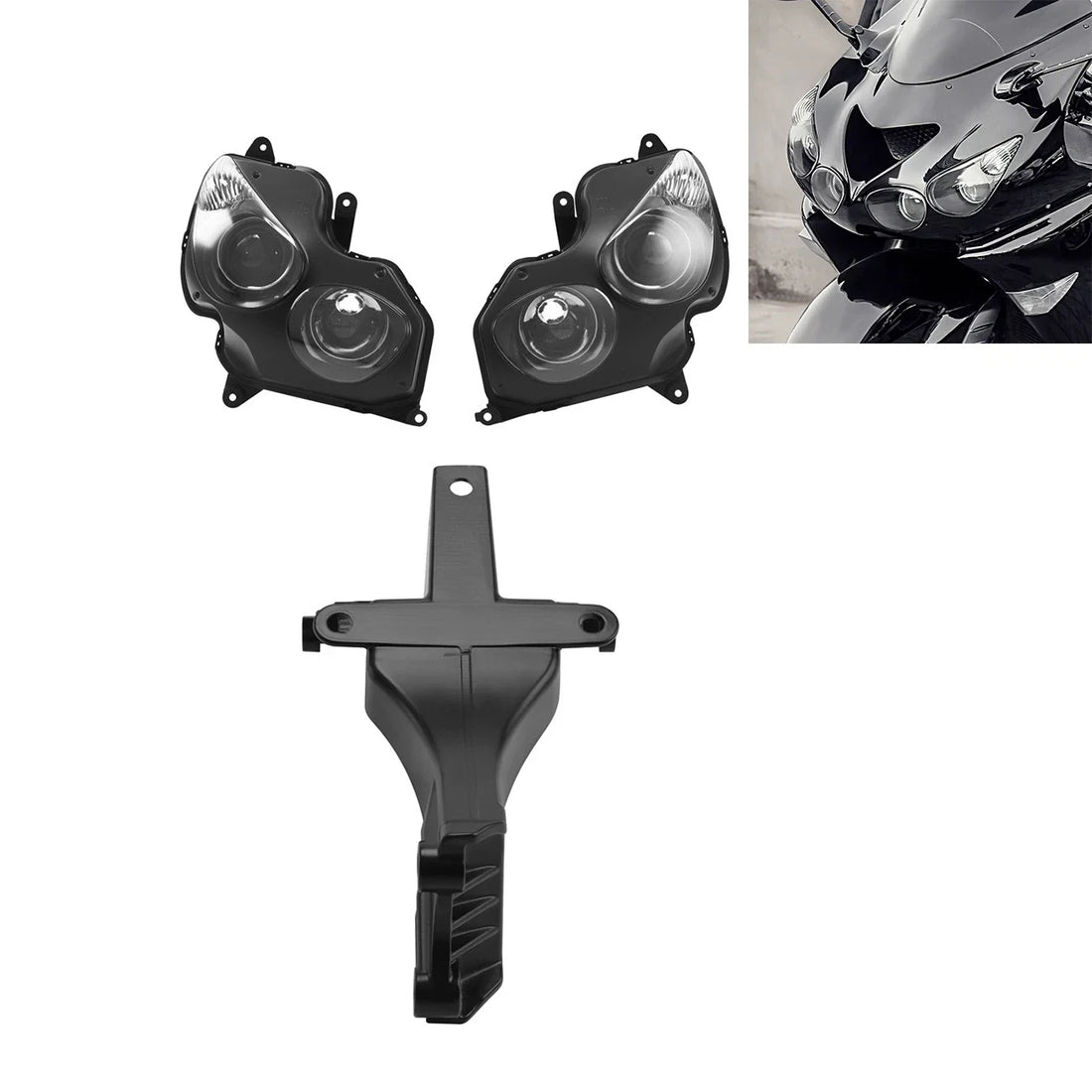 Front Headlight w/ Upper Stay Fairing Bracket Fit For Kawasaki Ninja ZX14R 06-11