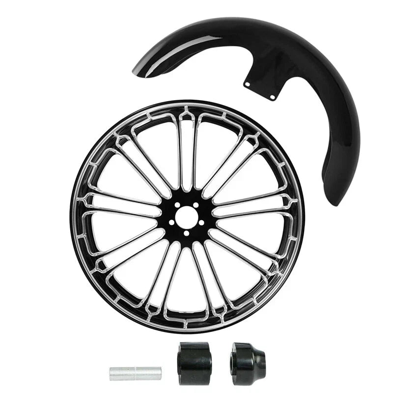 21" Front Wheel Rim Single Disc Hub Fender Fit For Harley Street Glide 2008-2024