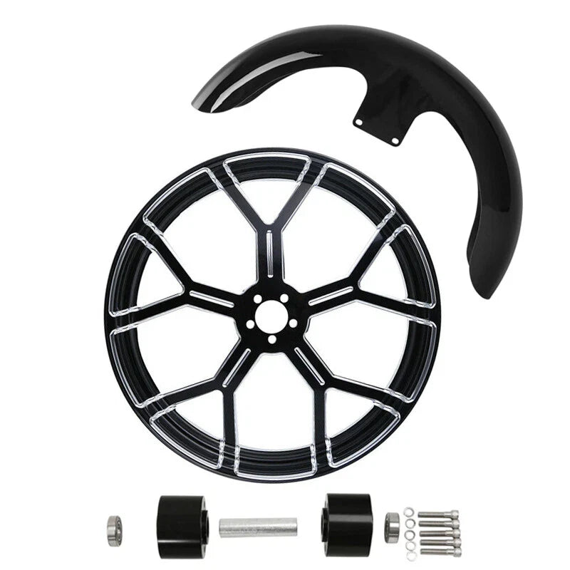 21" Front Fender Wheel Rim & Dual Disc Hub Fit For Harley Street Glide 2008-2024