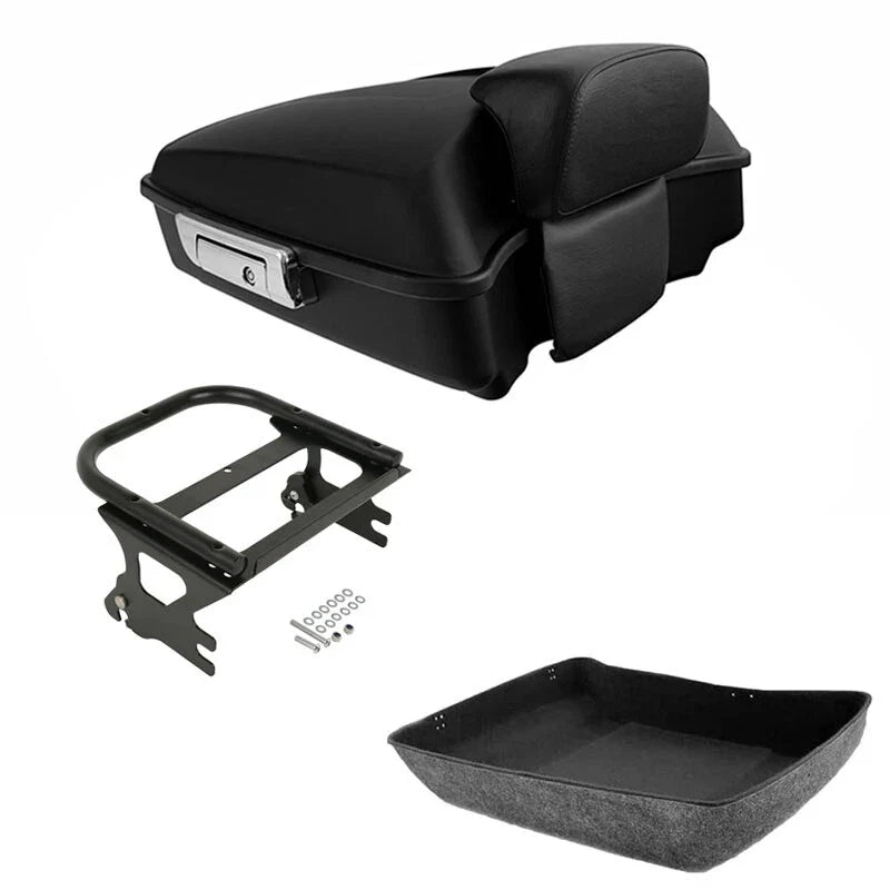 Matte Black Chopped Trunk Backrest Mount Fit For Harley Touring 97-2008