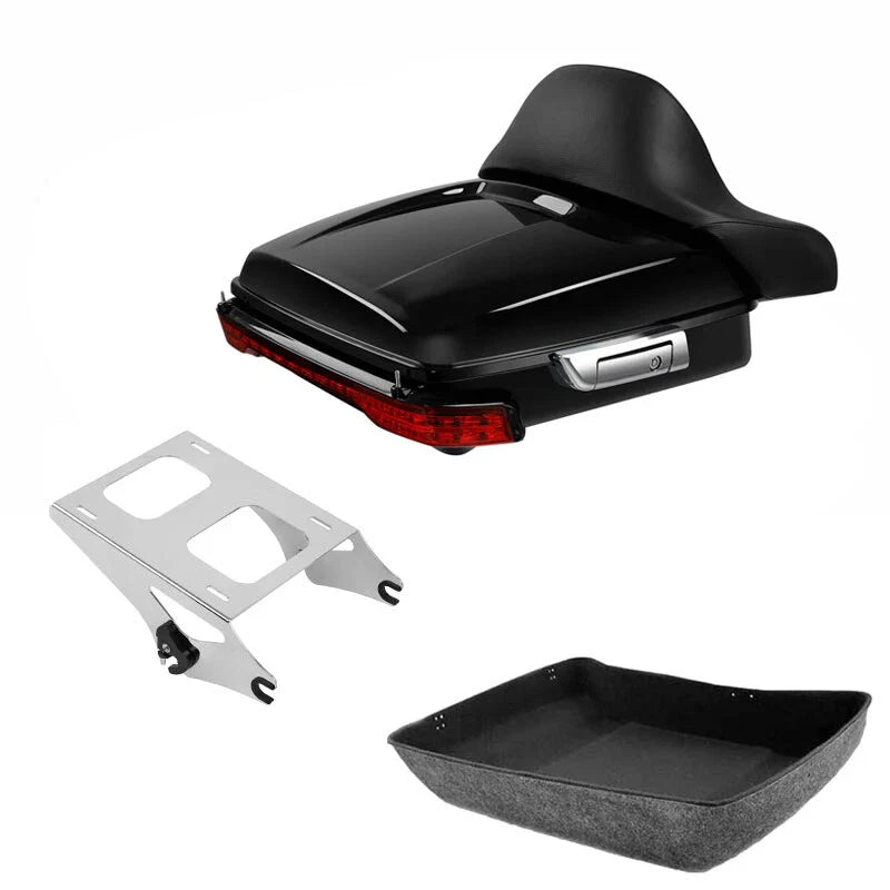 Chopped Trunk Pad LED Light Mount Rack Fit For Harley Street Road Glide 2014-26