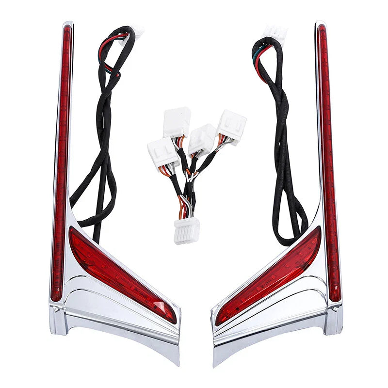 Chrome LED Vertical Rear Light Strips Red Lens Fit For Honda Goldwing 1800 12-17