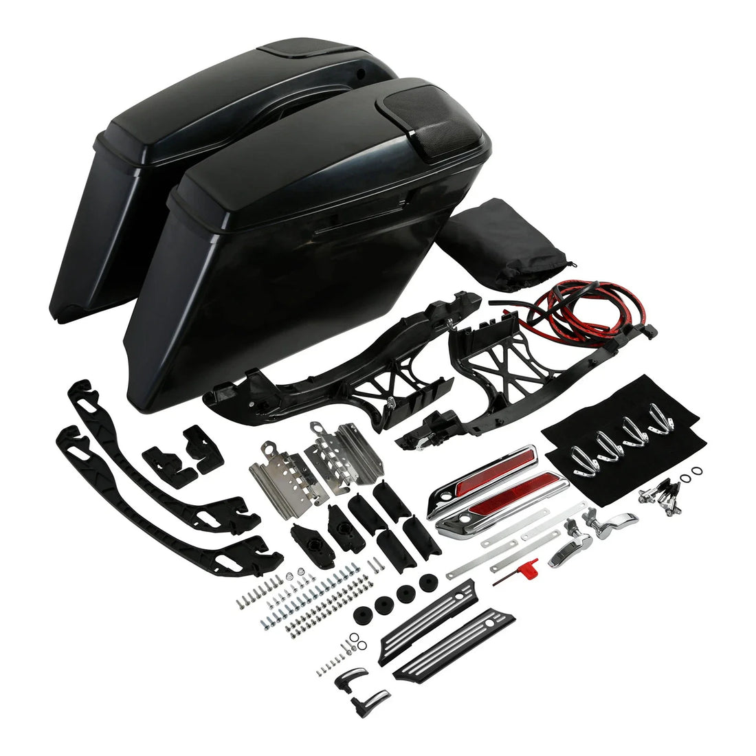 Unpainted 4'' Stretched Saddlebags Lids Hardware Fit For Harley Touring 14-2023