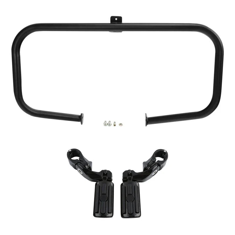 Black Engine Guard Crash Bar Footpegs Mount Fit For Harley Road King 1997-2008