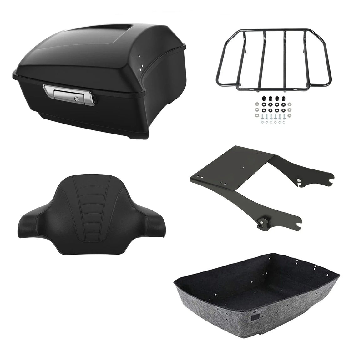 Matte Black King Trunk Backrest 2-Up Mount Rack Fit For Harley Touring 1997-2008